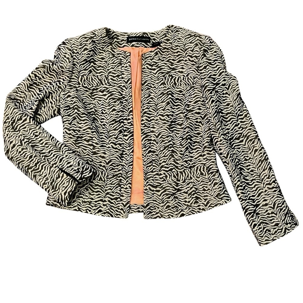Dana Buchman Zebra Print Cropped Blazer Sz 10